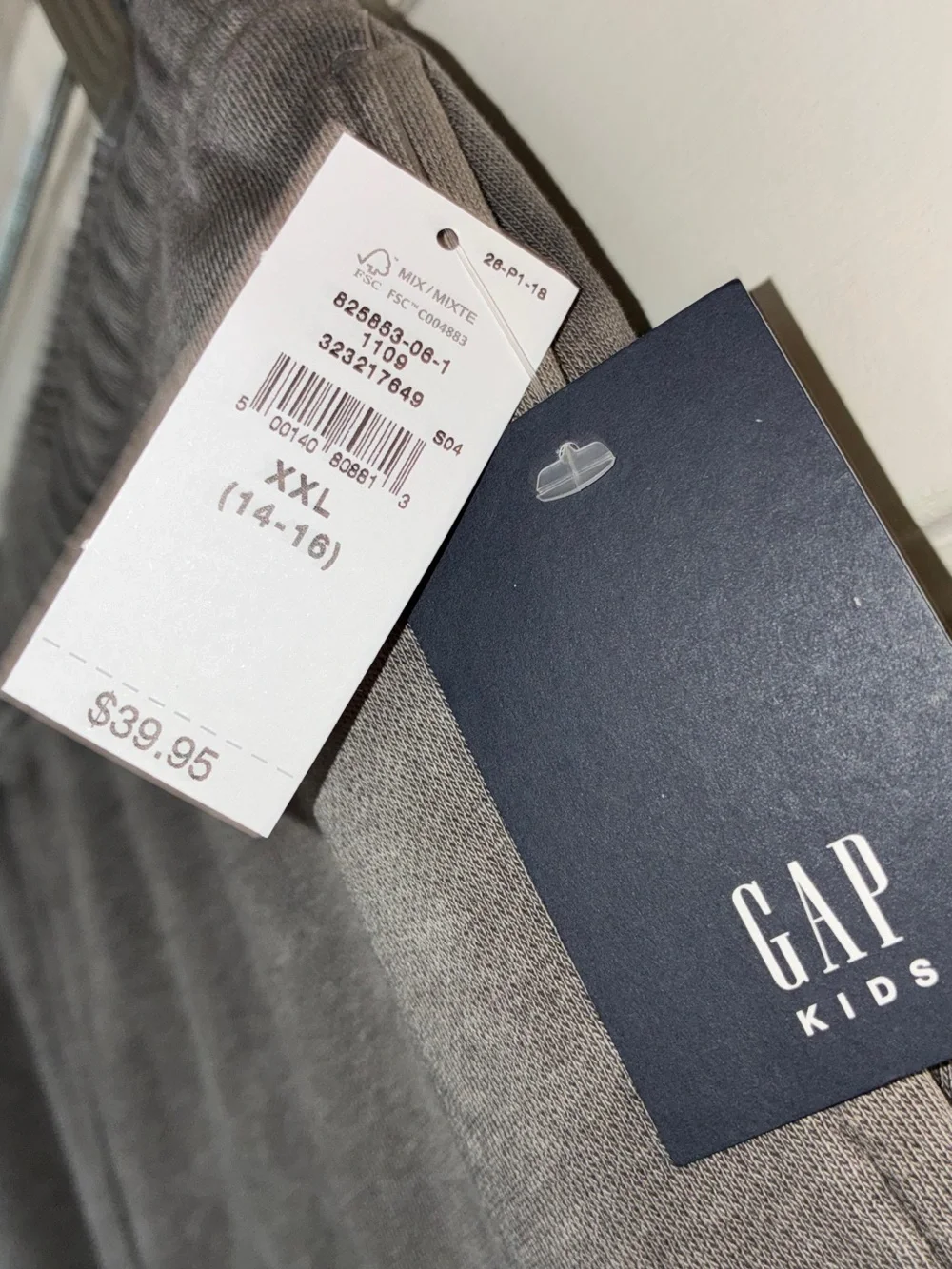 NWT GAP Boys Washed Gray Elastic-Waist Sweatpants/Joggers Sz‎ XXL 14-16